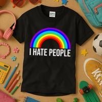 I Hate People Rainbow Funny Humor Anti Social Kids T-Shirt thumb 3