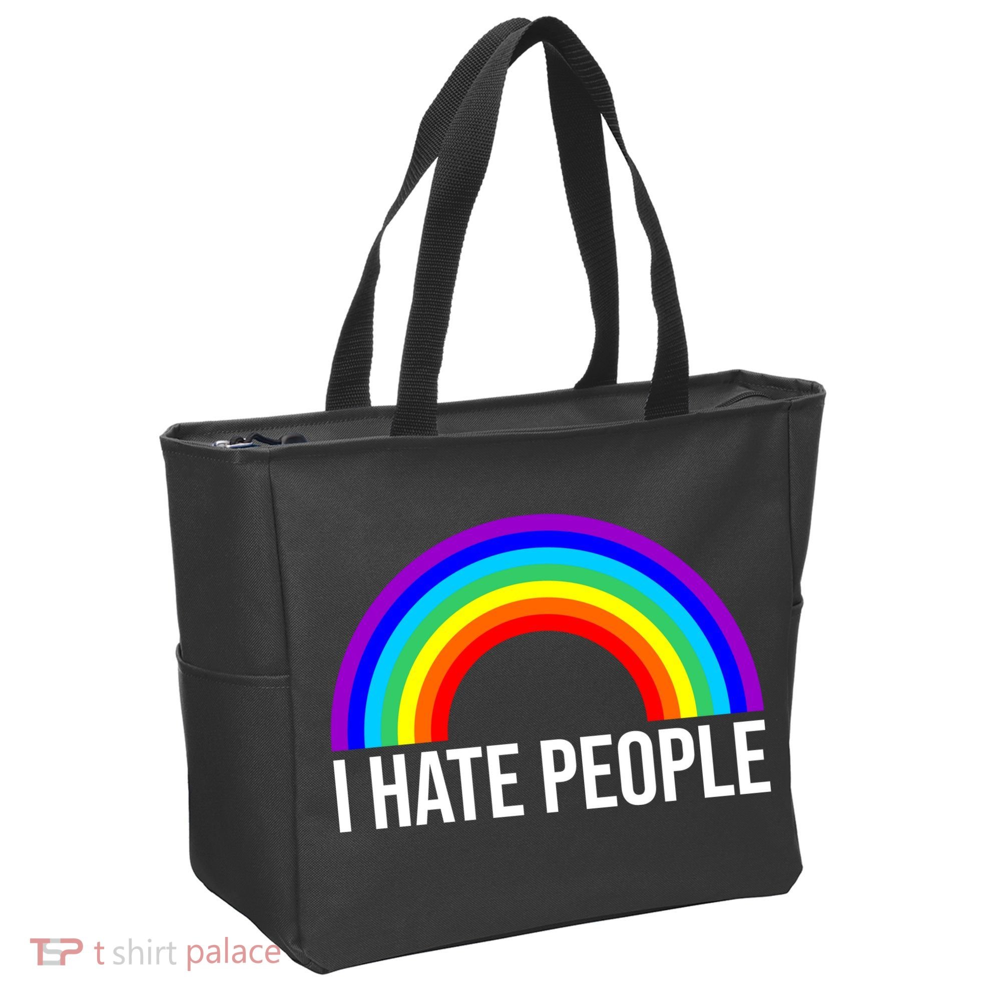 I Hate People Rainbow Funny Humor Anti Social Tote Bag