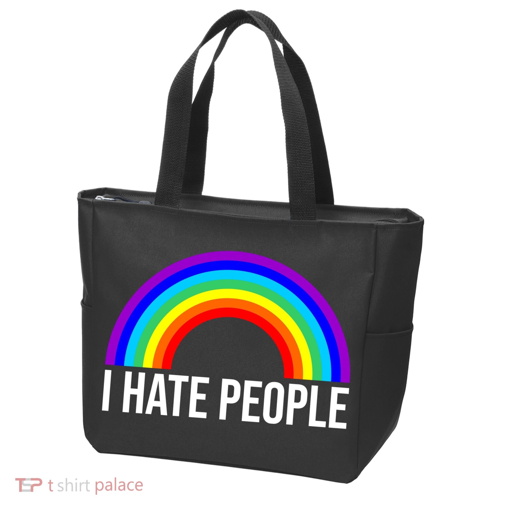 I Hate People Rainbow Funny Humor Anti Social Tote Bag