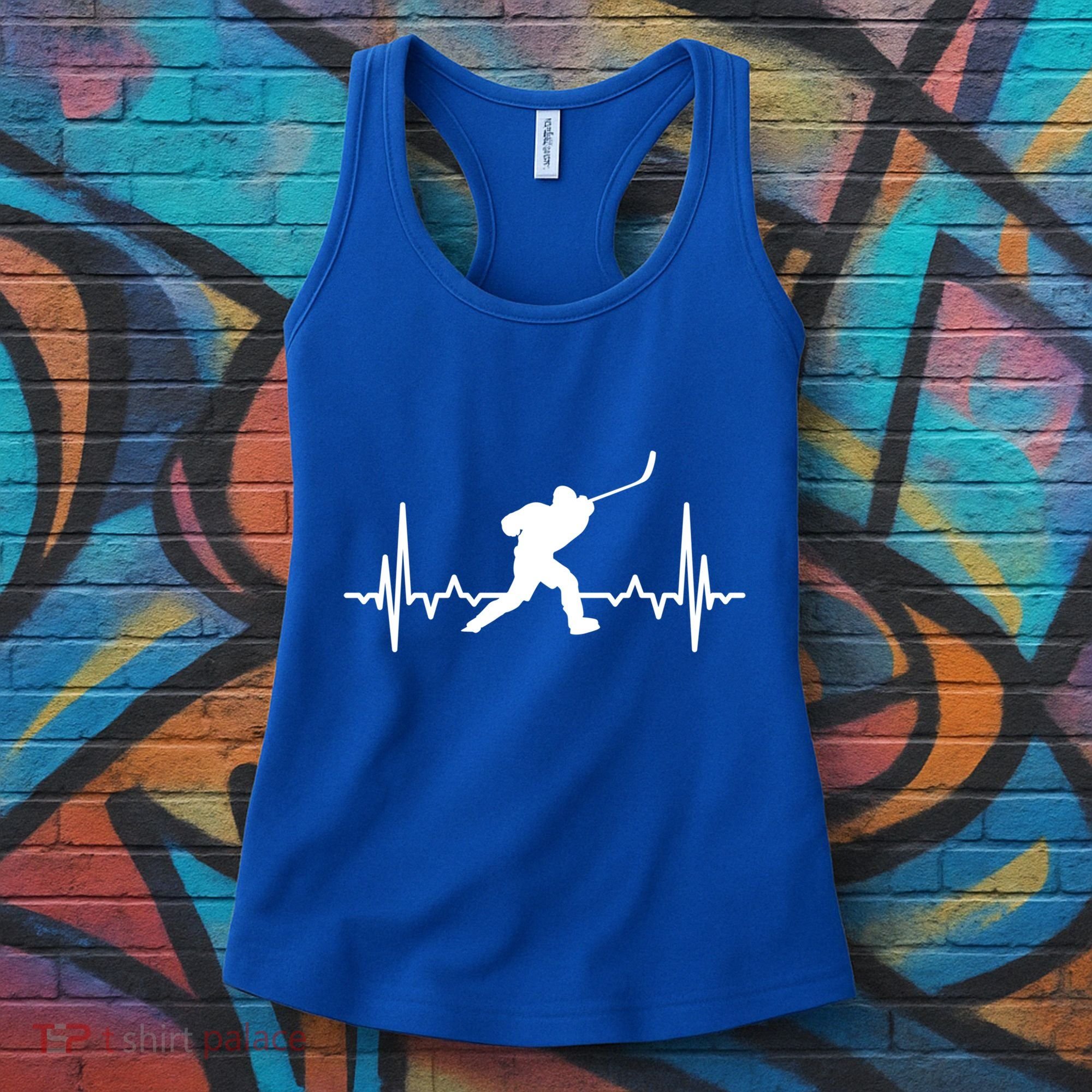 Ice Hockey Player Ecg Heartline Hockey Heartbeat Gift Women's Tank Top