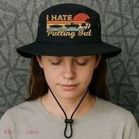 I Hate Pulling Out Funny Boating Trailer Boat Captain Retro  Bucket Hat thumb 3