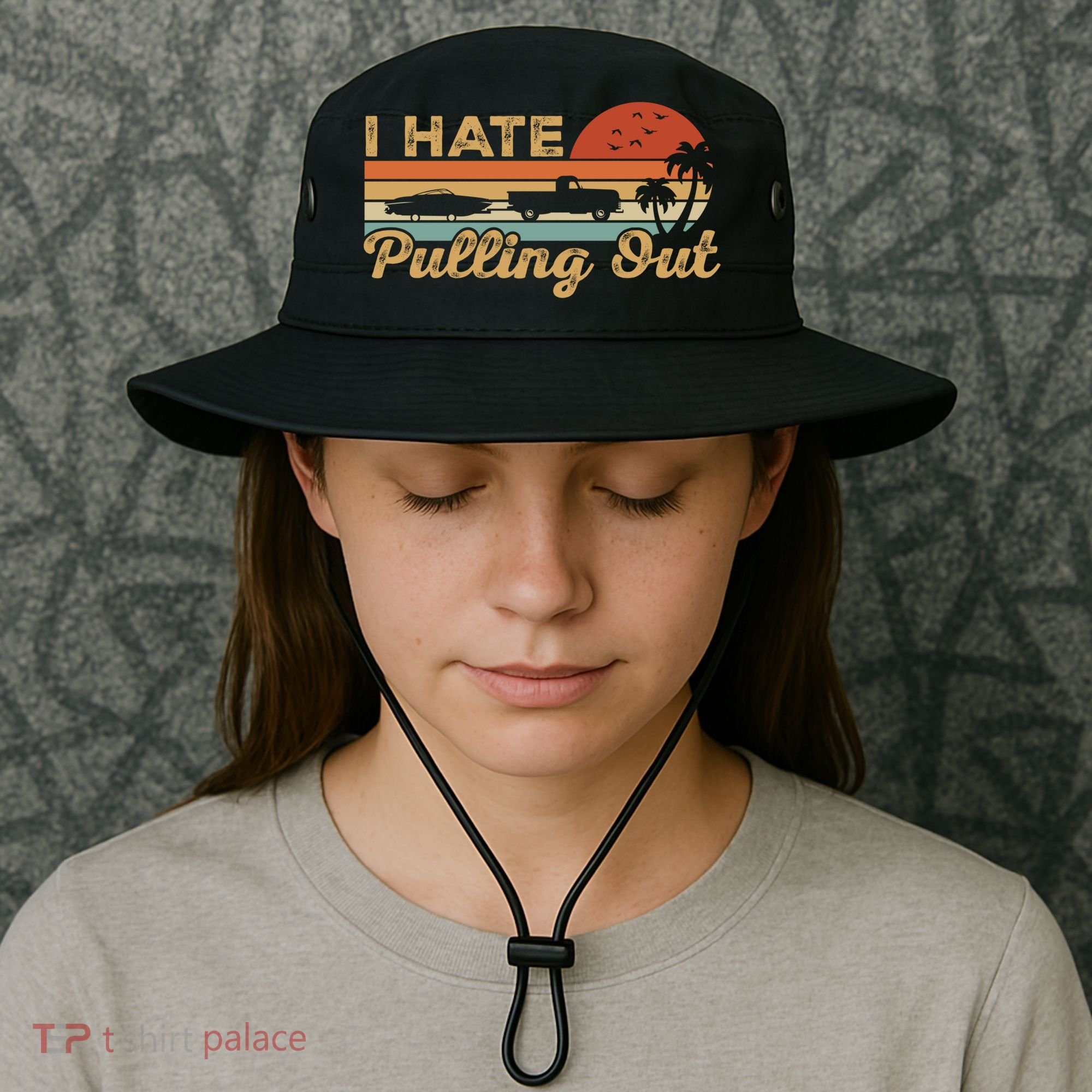 I Hate Pulling Out Funny Boating Trailer Boat Captain Retro  Bucket Hat
