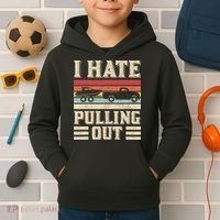 I Hate Pulling Out Funny Boat Captain Retro Boating Kids Hoodie thumb 2