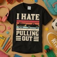 I Hate Pulling Out Funny Boat Captain Retro Boating Kids T-Shirt thumb 3