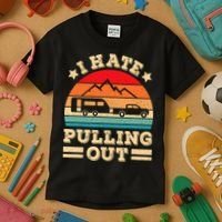 I Hate Pulling Out Funny Camping Trailer Retro Travel TShirt Kids T-Shirt thumb 3