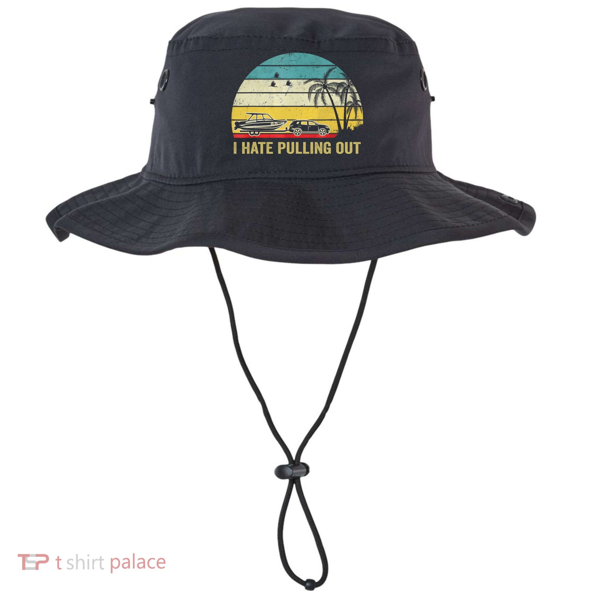 I Hate Pulling Out Retro Boating Boat Captain Bucket Hat