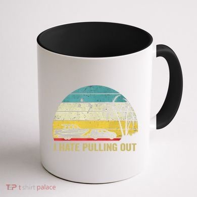 I Hate Pulling Out Retro Boating Boat Captain Coffee Mug back