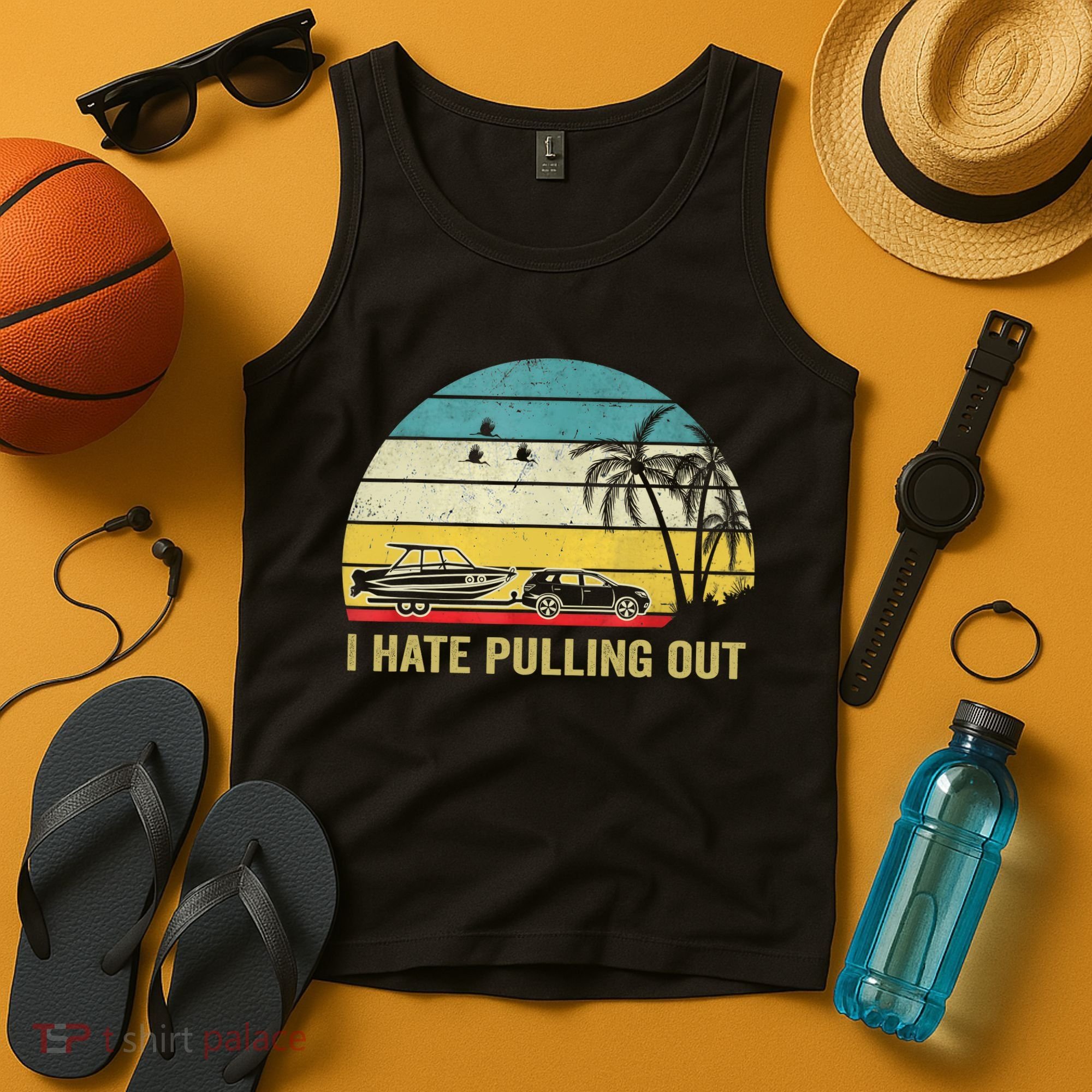 I Hate Pulling Out Retro Boating Boat Captain Tank Top