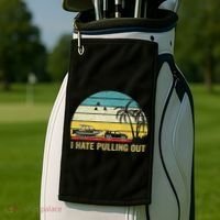 I Hate Pulling Out Retro Boating Boat Captain Golf Towel thumb 2
