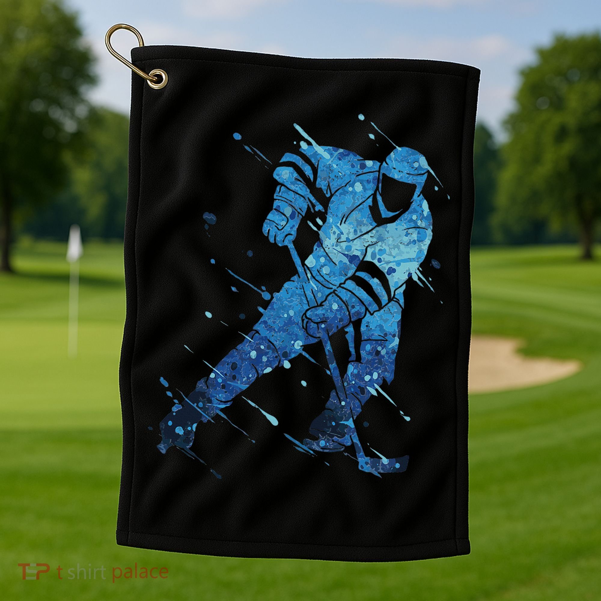 Ice Hockey Player Golf Towel