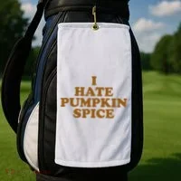I Hate Pumpkin Spice Funny Golf Towel thumb 2