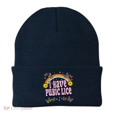 I Have Pubic Lice Funny Sarcastic Rainbow Beanie