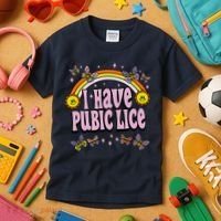 I Have Pubic Lice Funny Sarcastic Rainbow Kids T-Shirt thumb 3