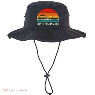 I Hate Pulling Out Retro Boat Captain Funny Boating Lovers Bucket Hat