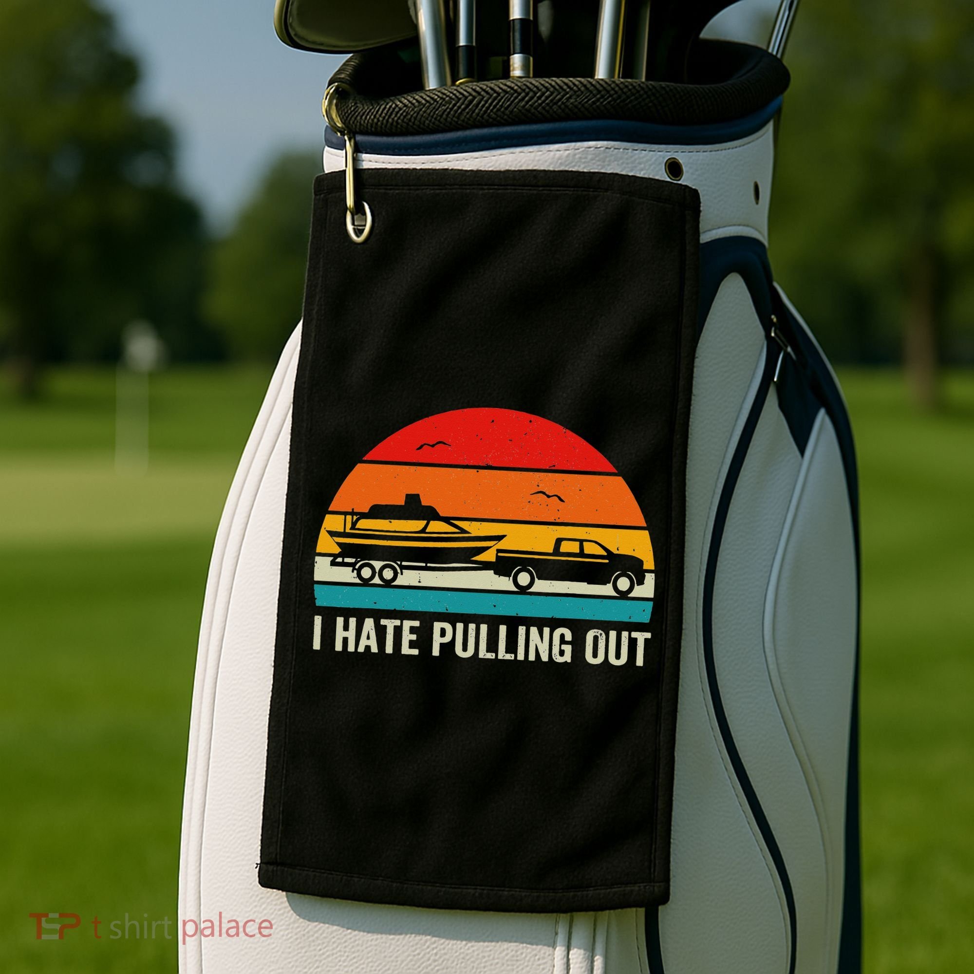 I Hate Pulling Out Retro Boat Captain Funny Boating Lovers Golf Towel