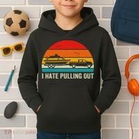 I Hate Pulling Out Retro Boat Captain Funny Boating Lovers Kids Hoodie thumb 2