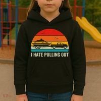 I Hate Pulling Out Retro Boat Captain Funny Boating Lovers Kids Hoodie thumb 3