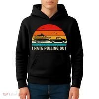 I Hate Pulling Out Retro Boat Captain Funny Boating Lovers Kids Hoodie thumb 4