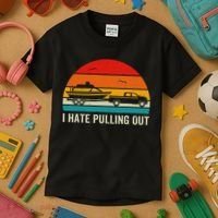 I Hate Pulling Out Retro Boat Captain Funny Boating Lovers Kids T-Shirt thumb 3