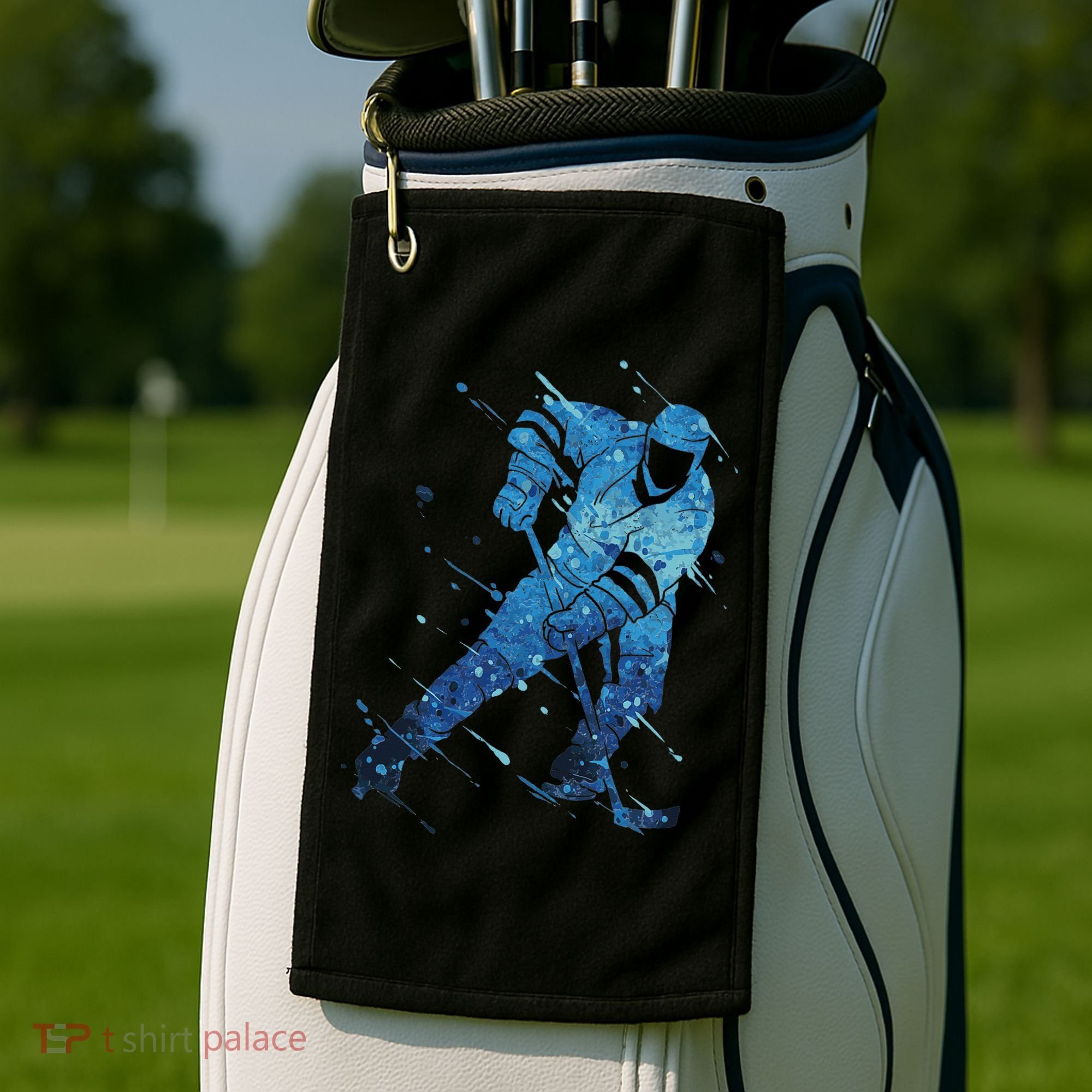 Ice Hockey Player Golf Towel