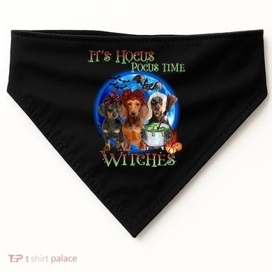 It's Hocus Pocus Time Witches Dachshund Halloween Design USA-Made Doggie Bandana