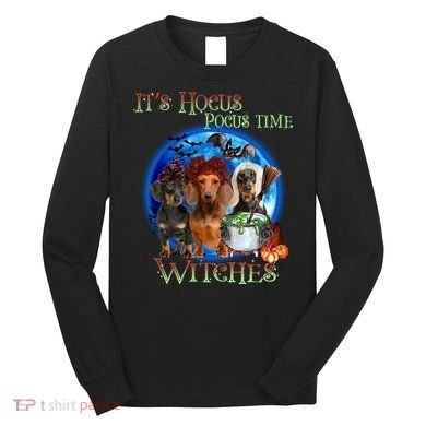 It's Hocus Pocus Time Witches Dachshund Halloween Design Long Sleeve Shirt