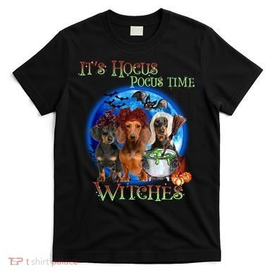 It's Hocus Pocus Time Witches Dachshund Halloween Design T-Shirt