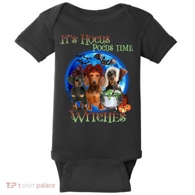 It's Hocus Pocus Time Witches Dachshund Halloween Design Baby Bodysuit