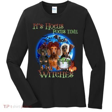 It's Hocus Pocus Time Witches Dachshund Halloween Design Women's Long Sleeve Shirt