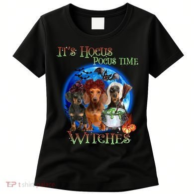 It's Hocus Pocus Time Witches Dachshund Halloween Design Women's T-Shirt