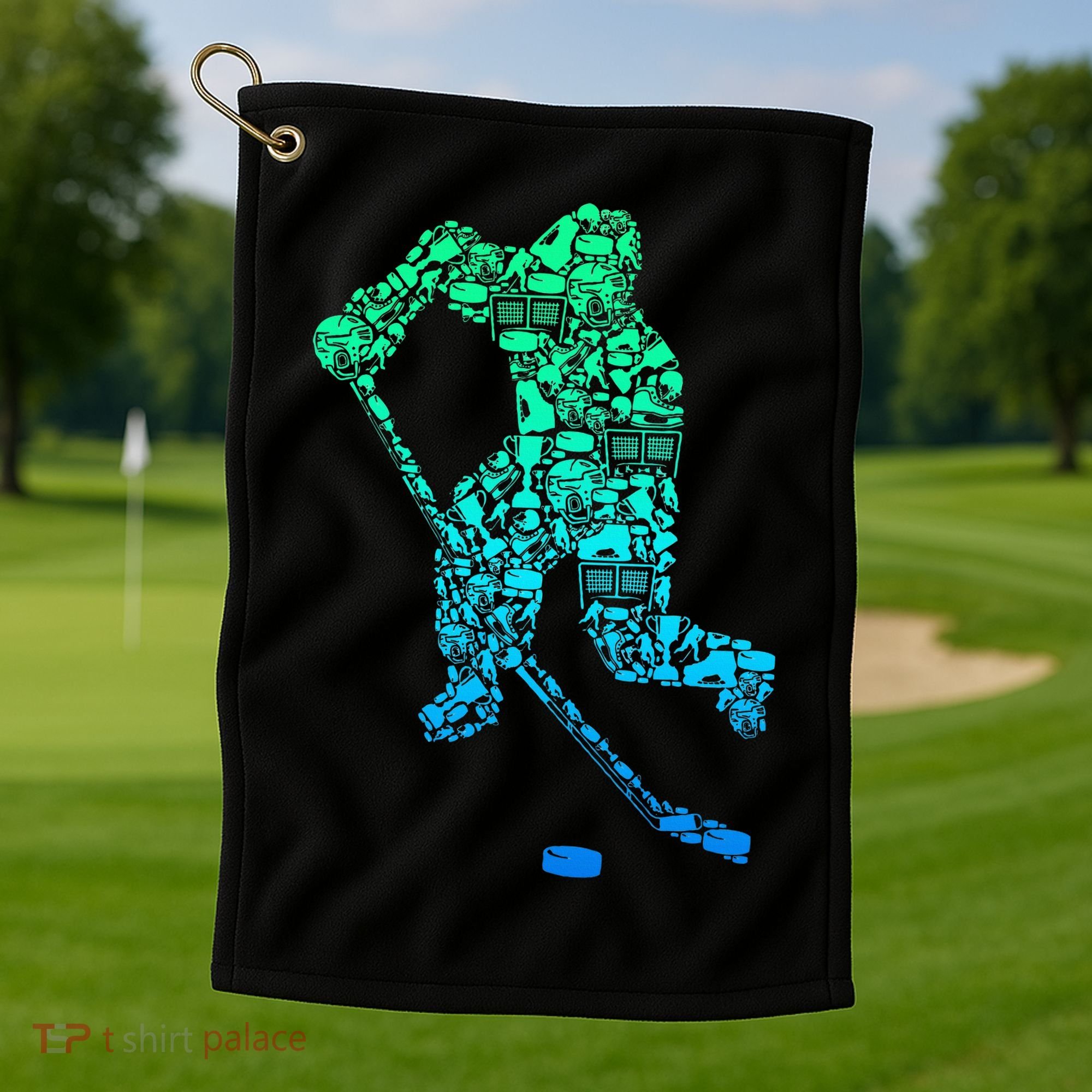 Ice Hockey Player Golf Towel