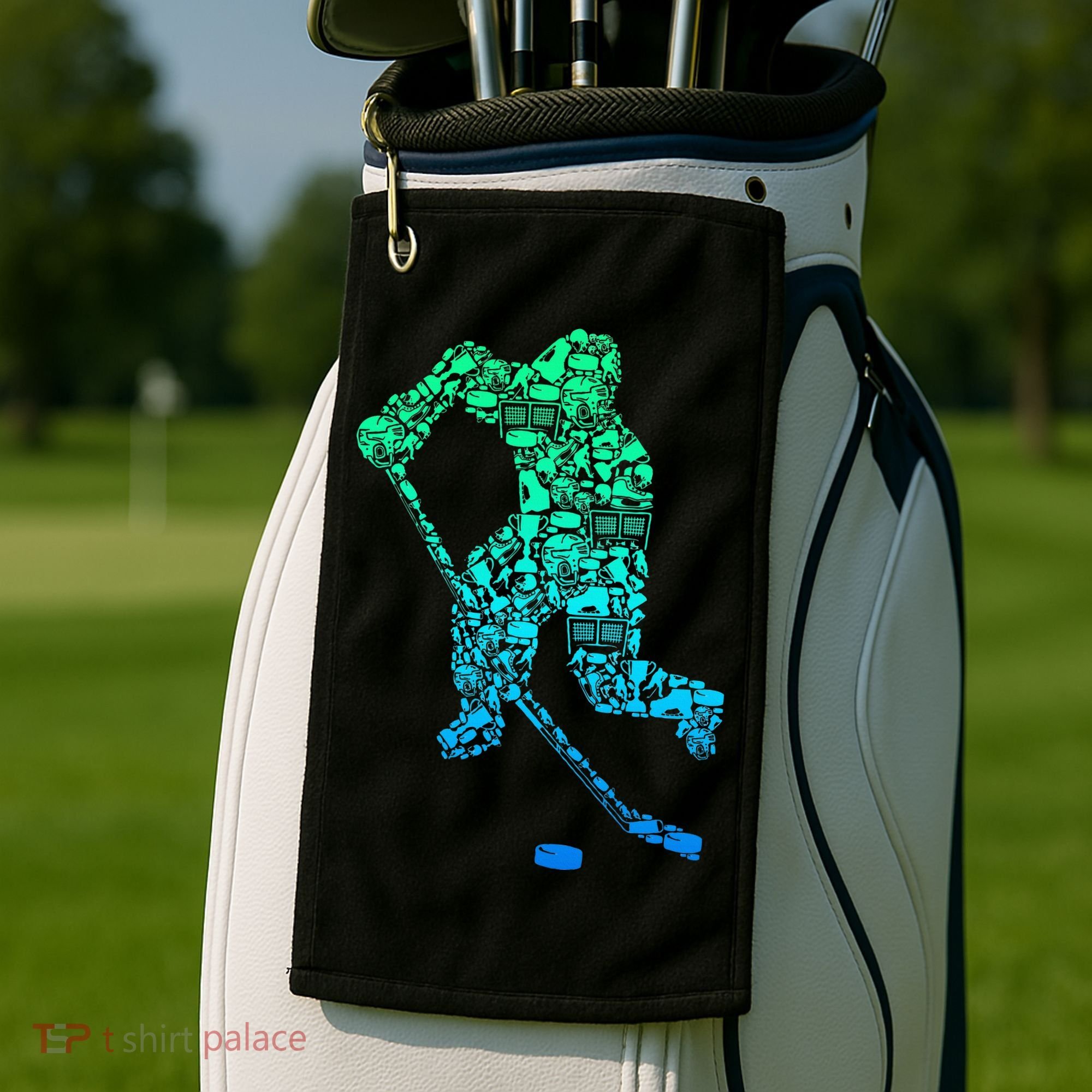 Ice Hockey Player Golf Towel