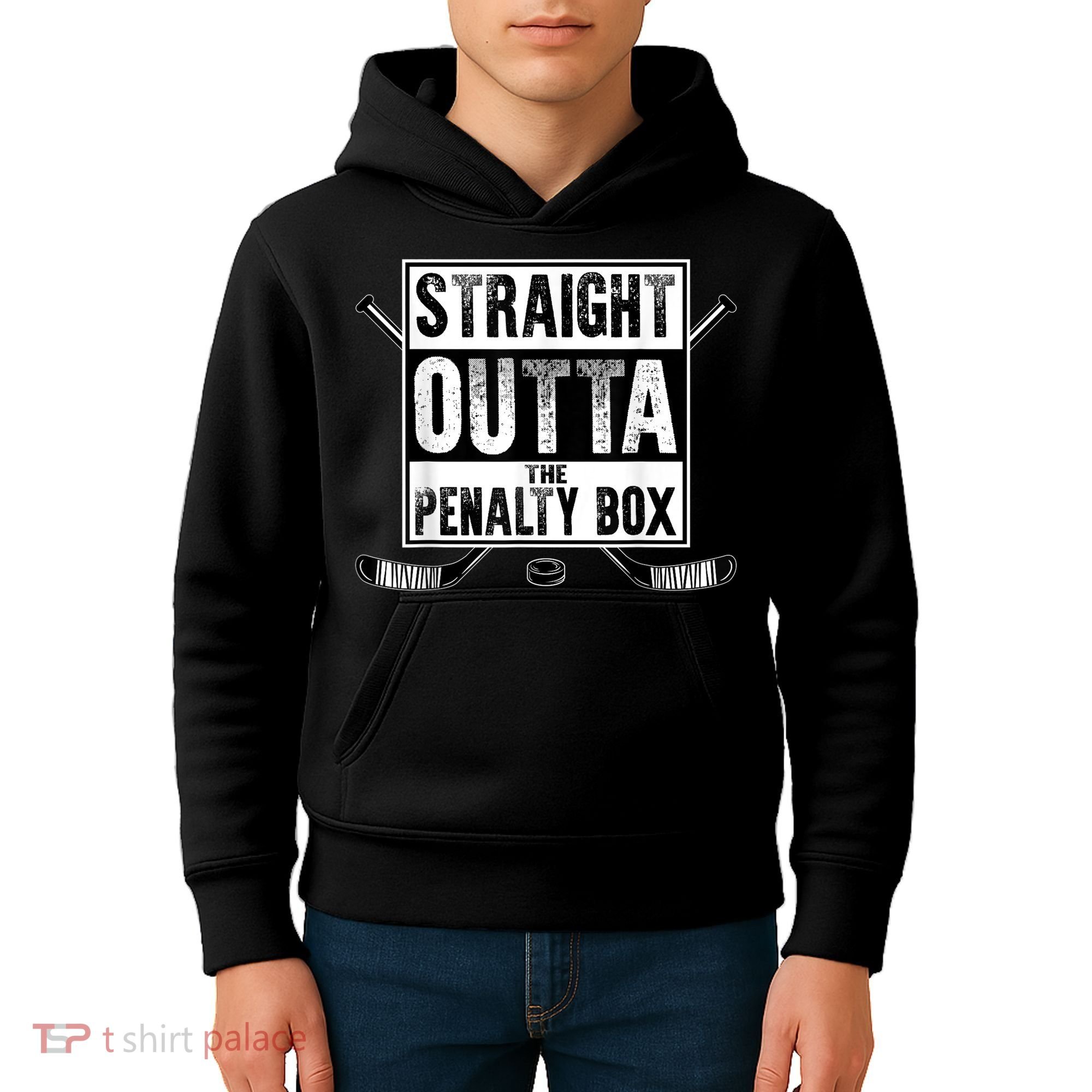 Ice Hockey Player Gift Straight Outta The Penalty Box Gift Kids Hoodie