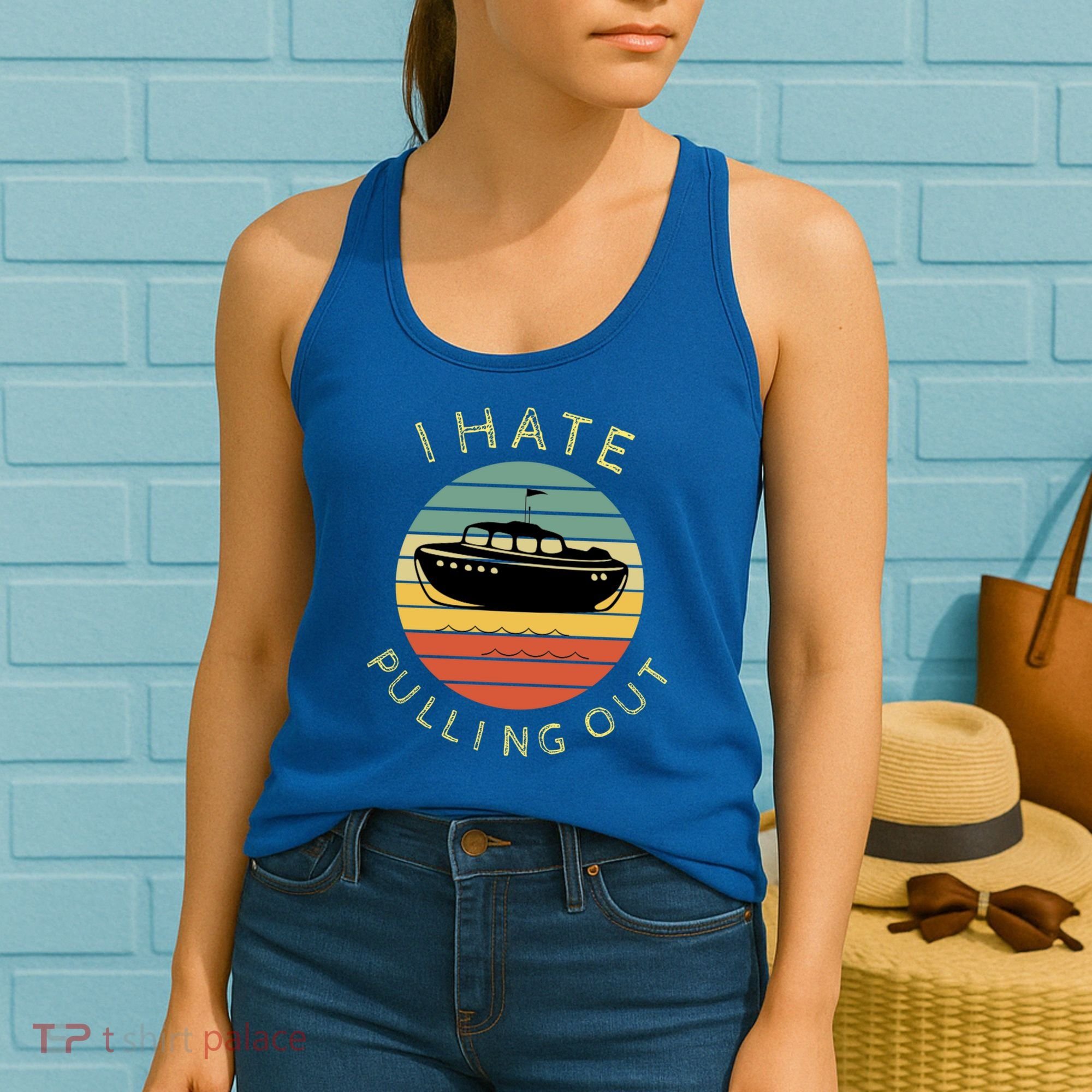 I Hate Pulling Out Retro Boating Boat Captain Funny Gift Women's Tank Top