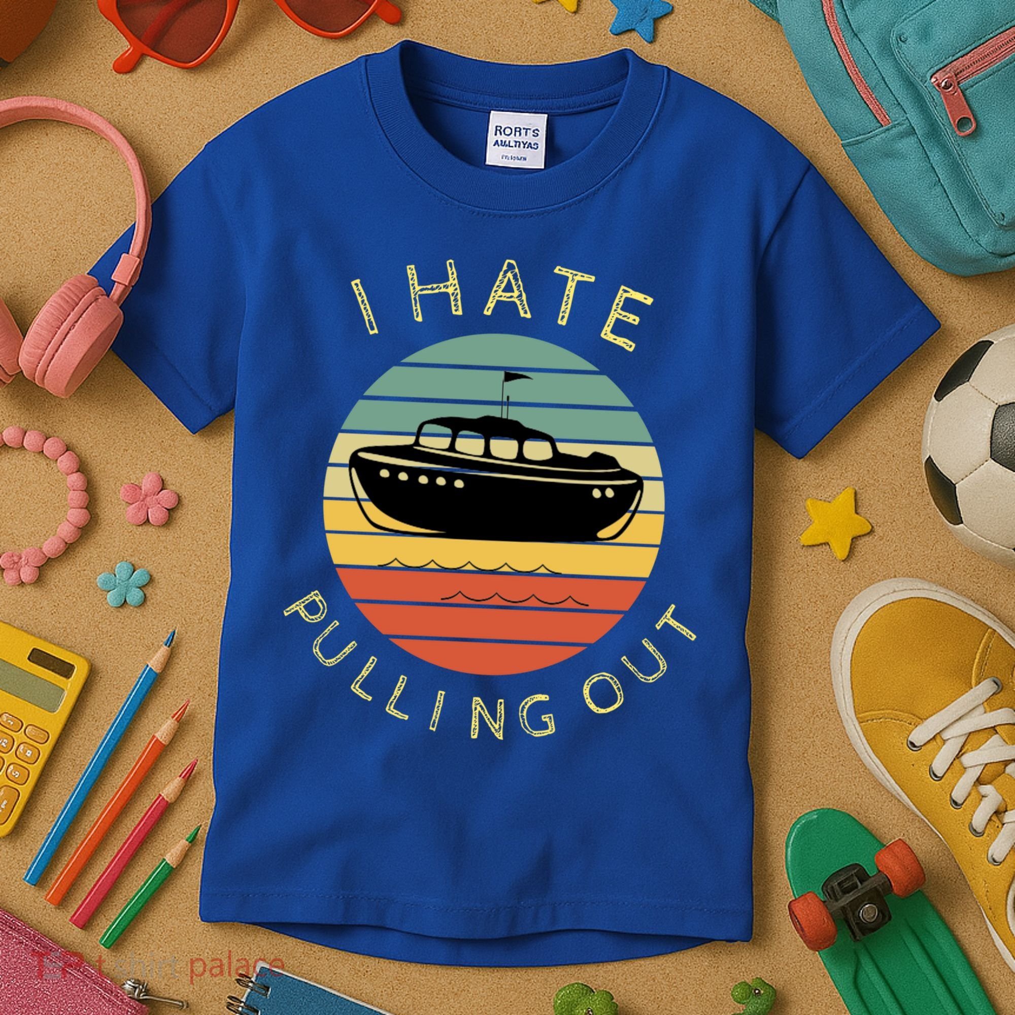 I Hate Pulling Out Retro Boating Boat Captain Funny Gift Kids T-Shirt