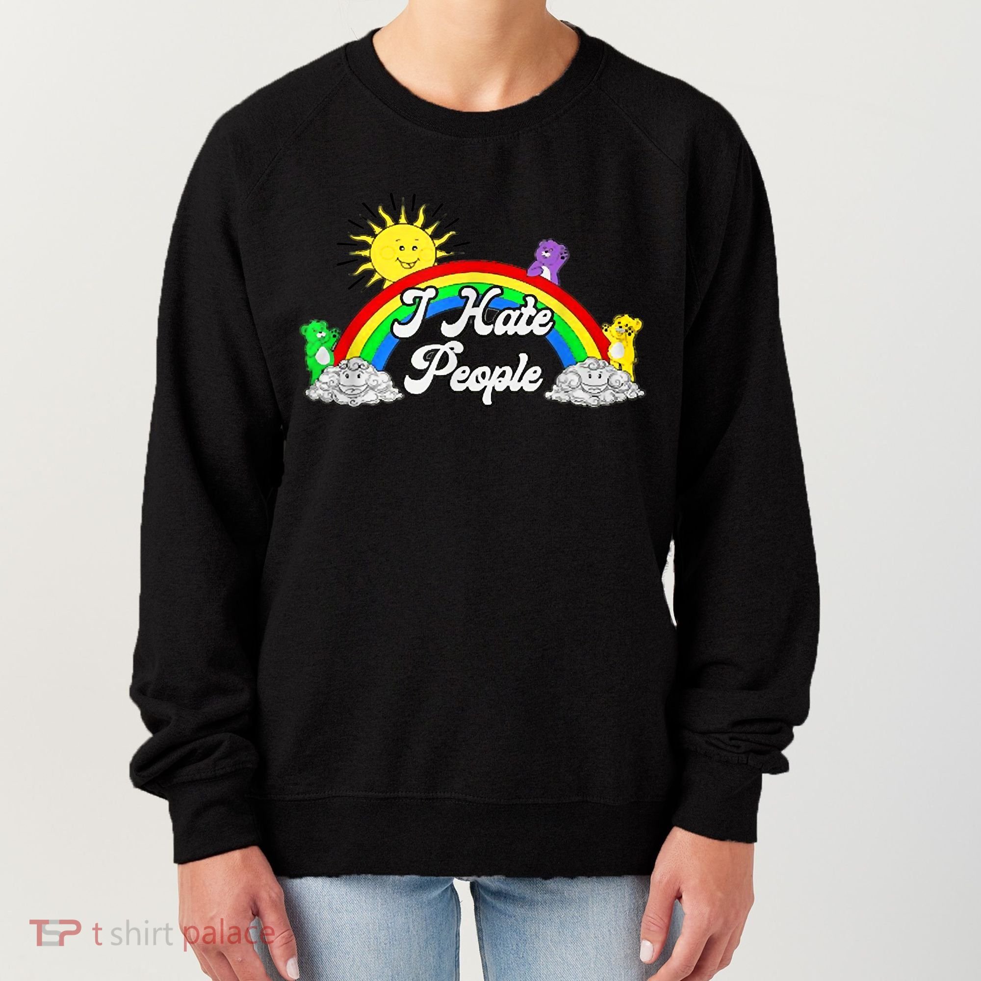 I Hate People Rainbow Printed Graphic Women's Sweatshirt