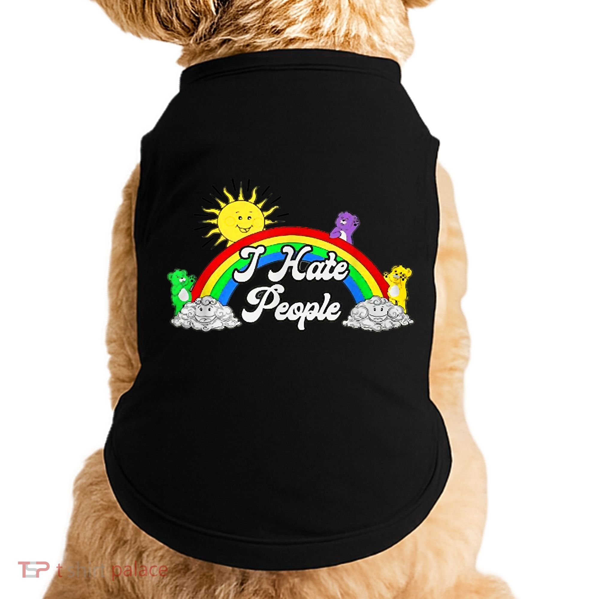 I Hate People Rainbow Printed Graphic Doggie Tank