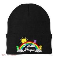 I Hate People Rainbow Printed Graphic Beanie thumb 0