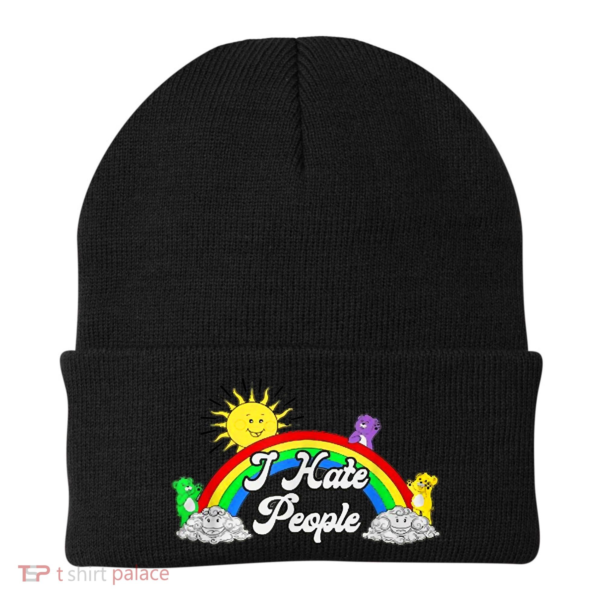 I Hate People Rainbow Printed Graphic Beanie