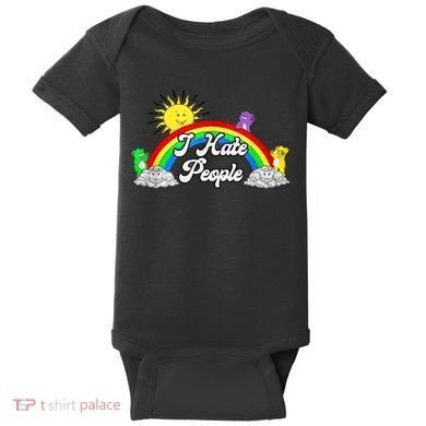 I Hate People Rainbow Printed Graphic Baby Bodysuit