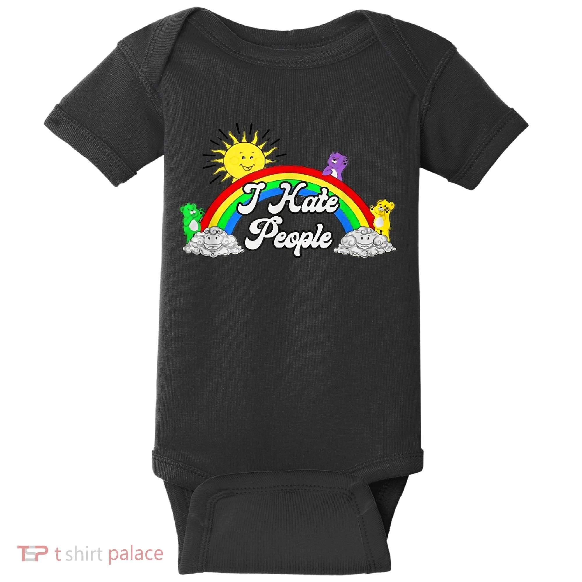 I Hate People Rainbow Printed Graphic Baby Bodysuit