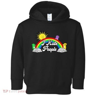 I Hate People Rainbow Printed Graphic Toddler Hoodie