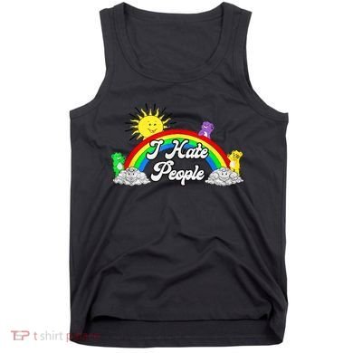 I Hate People Rainbow Printed Graphic Tank Top