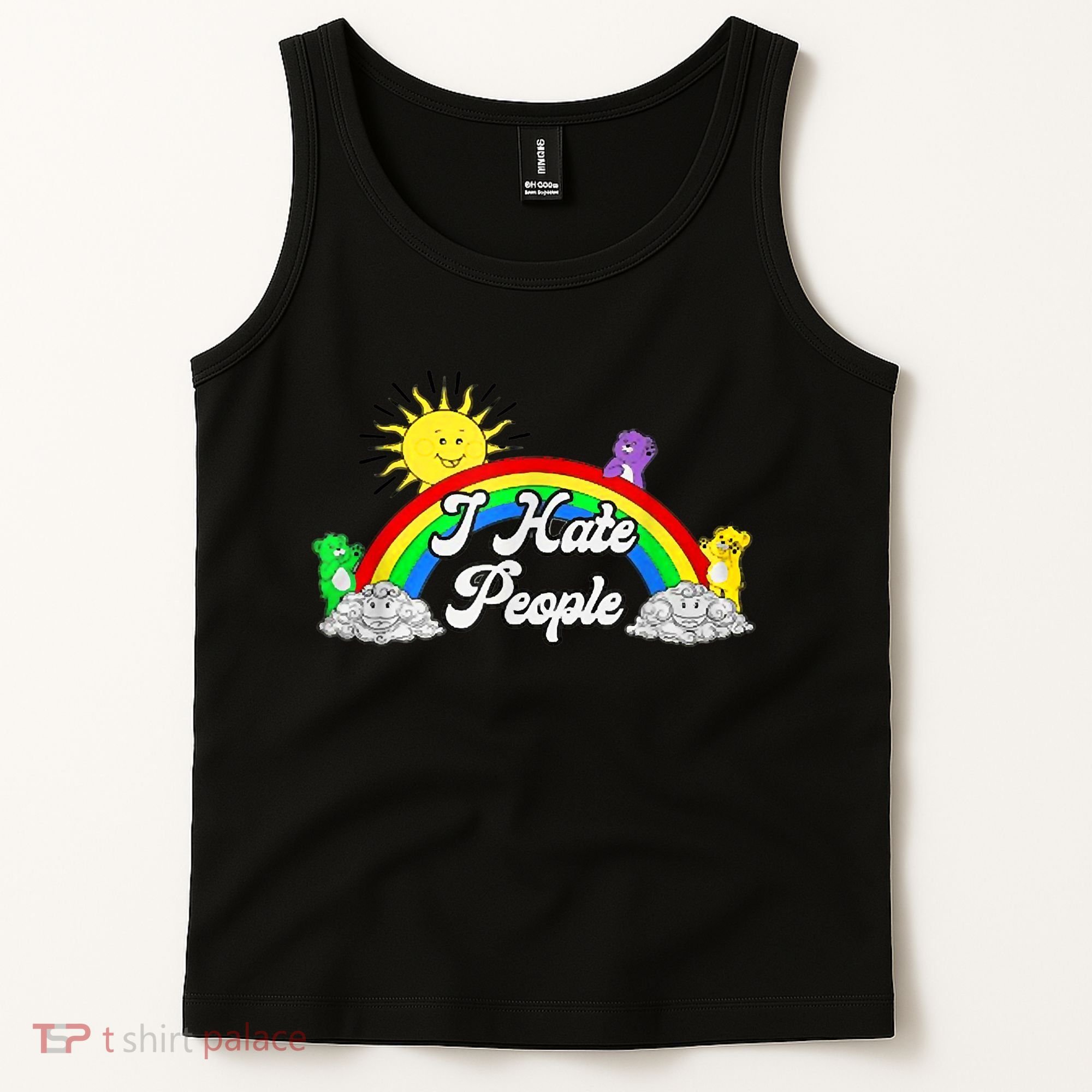 I Hate People Rainbow Printed Graphic Tank Top