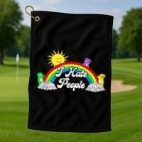 I Hate People Rainbow Printed Graphic Golf Towel thumb 1