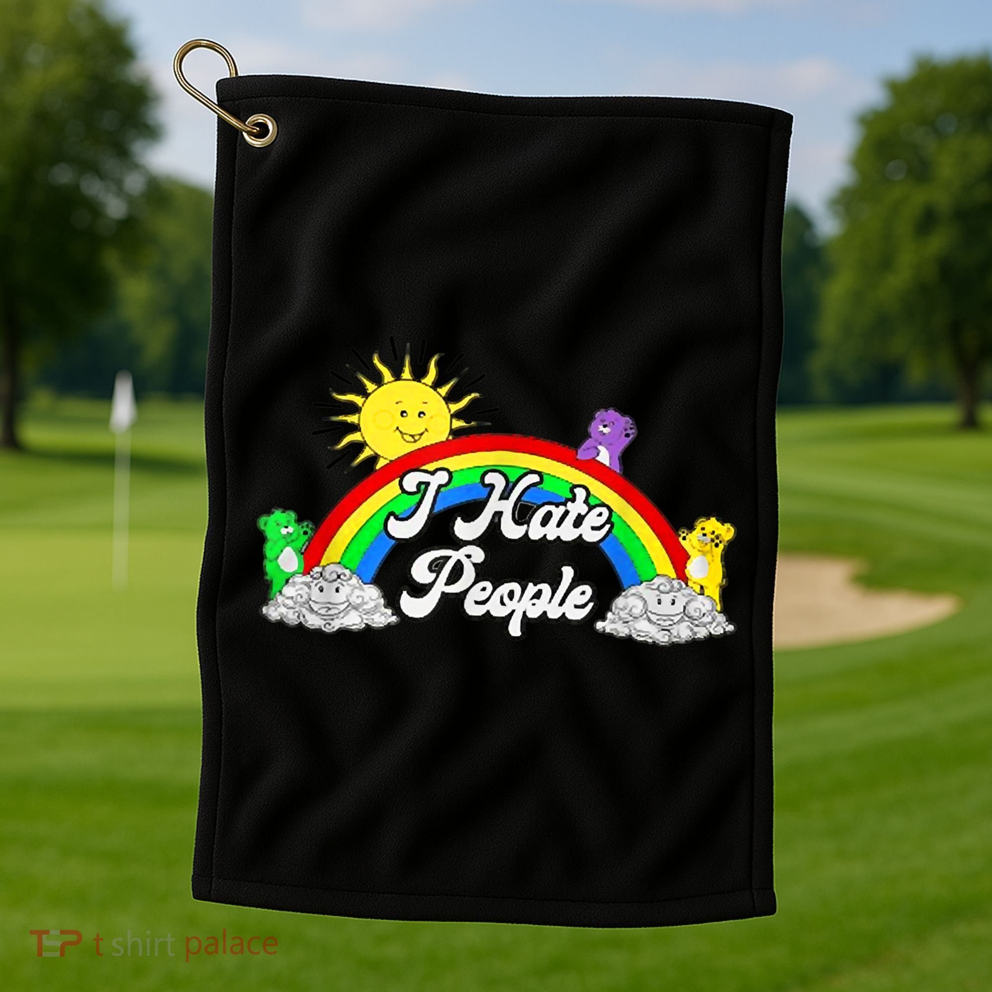 I Hate People Rainbow Printed Graphic Golf Towel