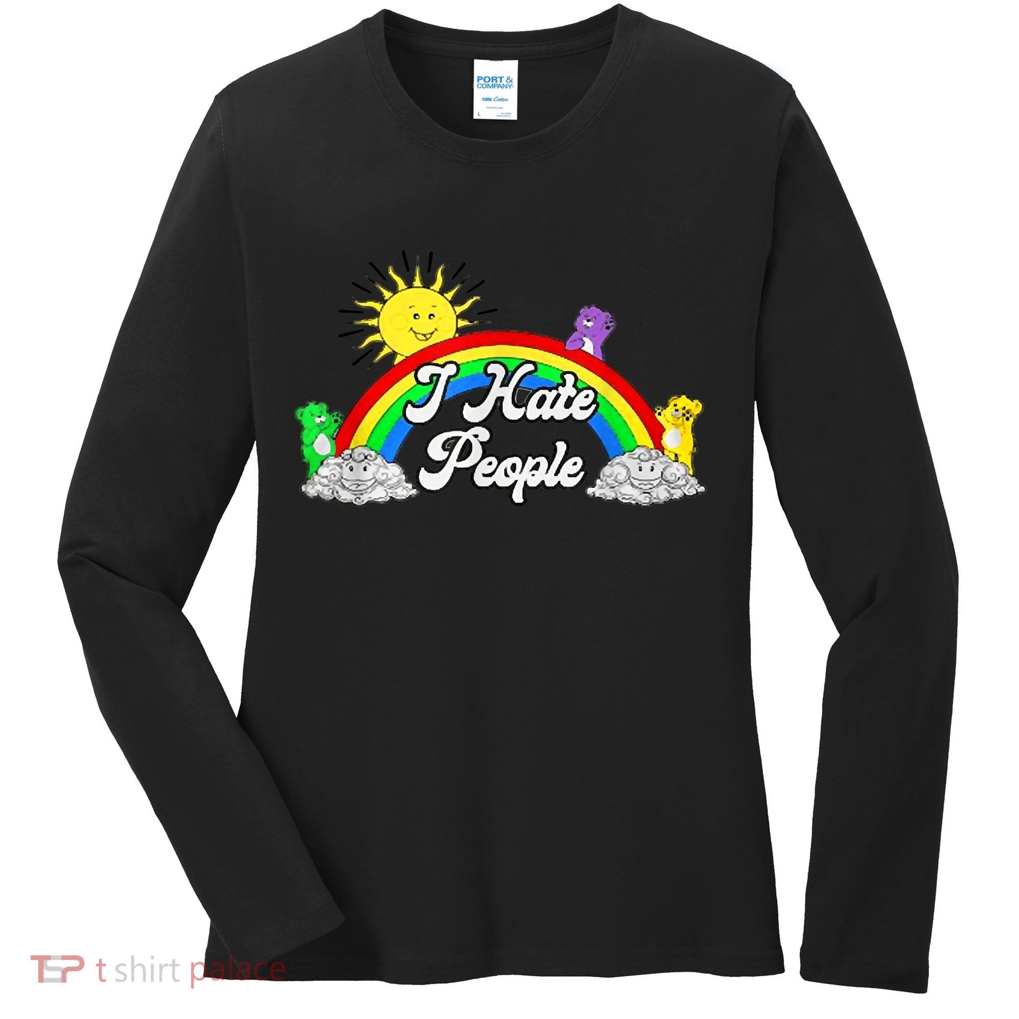 I Hate People Rainbow Printed Graphic Women's Long Sleeve Shirt
