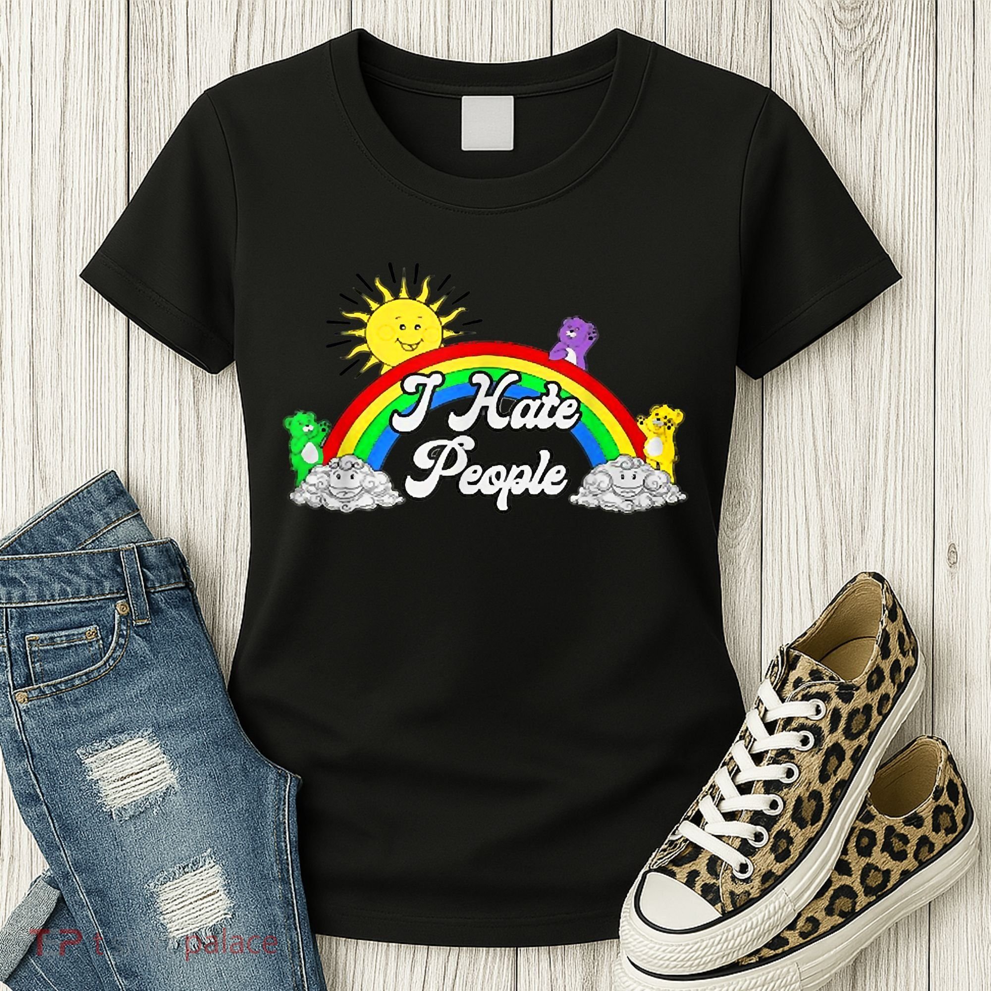 I Hate People Rainbow Printed Graphic Women's T-Shirt