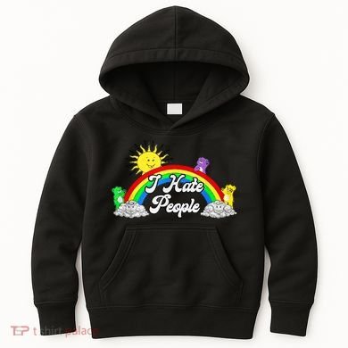 I Hate People Rainbow Printed Graphic Kids Hoodie