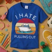 I Hate Pulling Out Retro Boating Boat Captain Gift Kids T-Shirt thumb 3